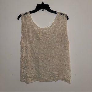 Cream-colored lace top
